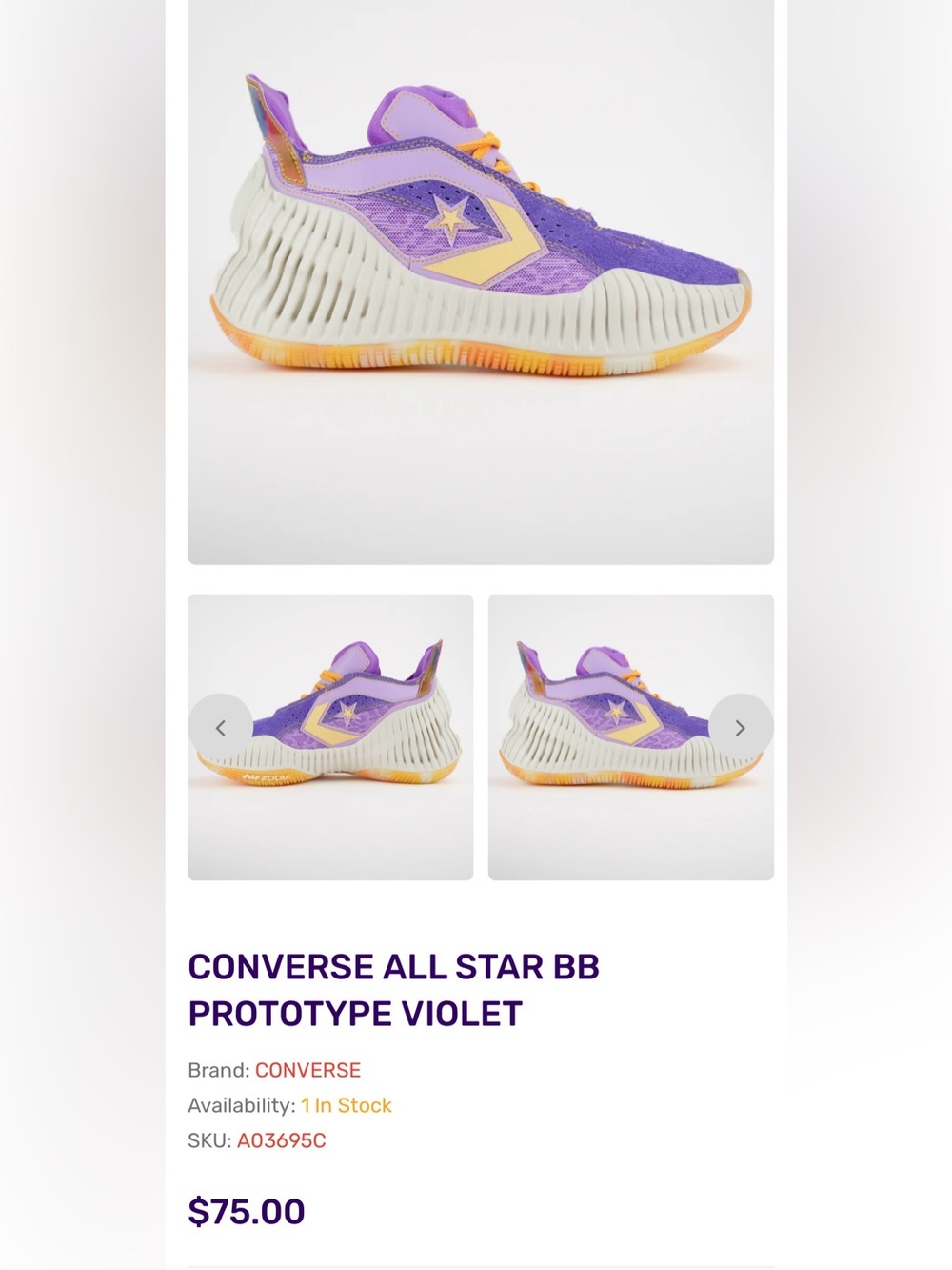 NWT Converse All Star BB Prototype CX Mid Violet Basketball Shoes